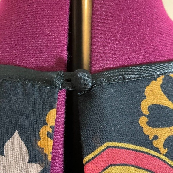 CATO Tropical Chiffon Dress Gold Red Browns Shortsleeved Lined Size 14 - Picture 9 of 16